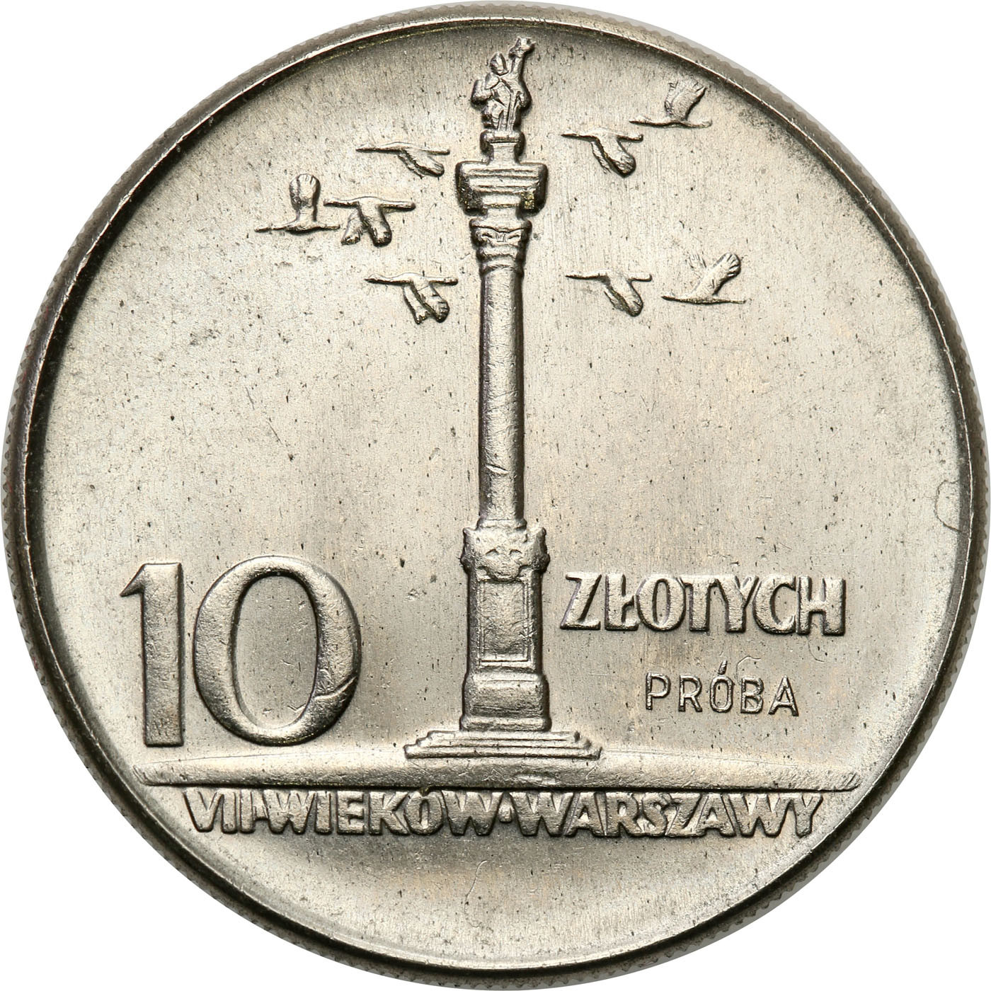 PRL. PRÓBA Nikiel 10 złotych 1965 – kolumna Zygmunta